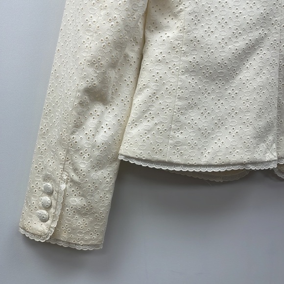 NWT J. Crew Embroidered Eyelet Single Breasted Blazer Jacket Cottage White 2 - Picture 6 of 8